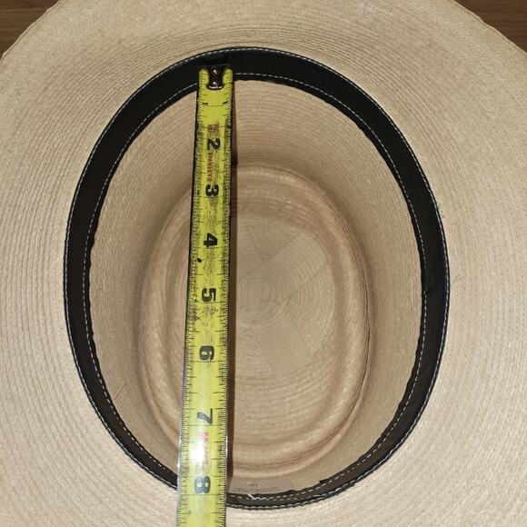 Vntg Mens Palm Leaf Hat Handcrafted Woven From Palm Leaves Maya Quiche Indians - Picture 6 of 7